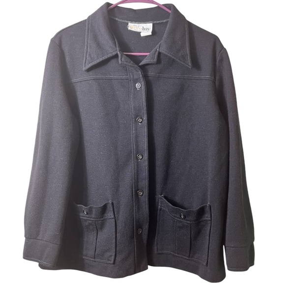 Vintage ecco bay Black Button Front Blazer XL Capsule Grunge Dark Academia Emo - Picture 1 of 9